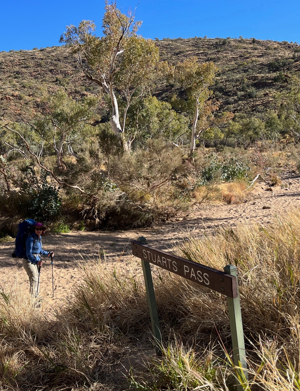 Elise at the Stuart's Pass sign post.