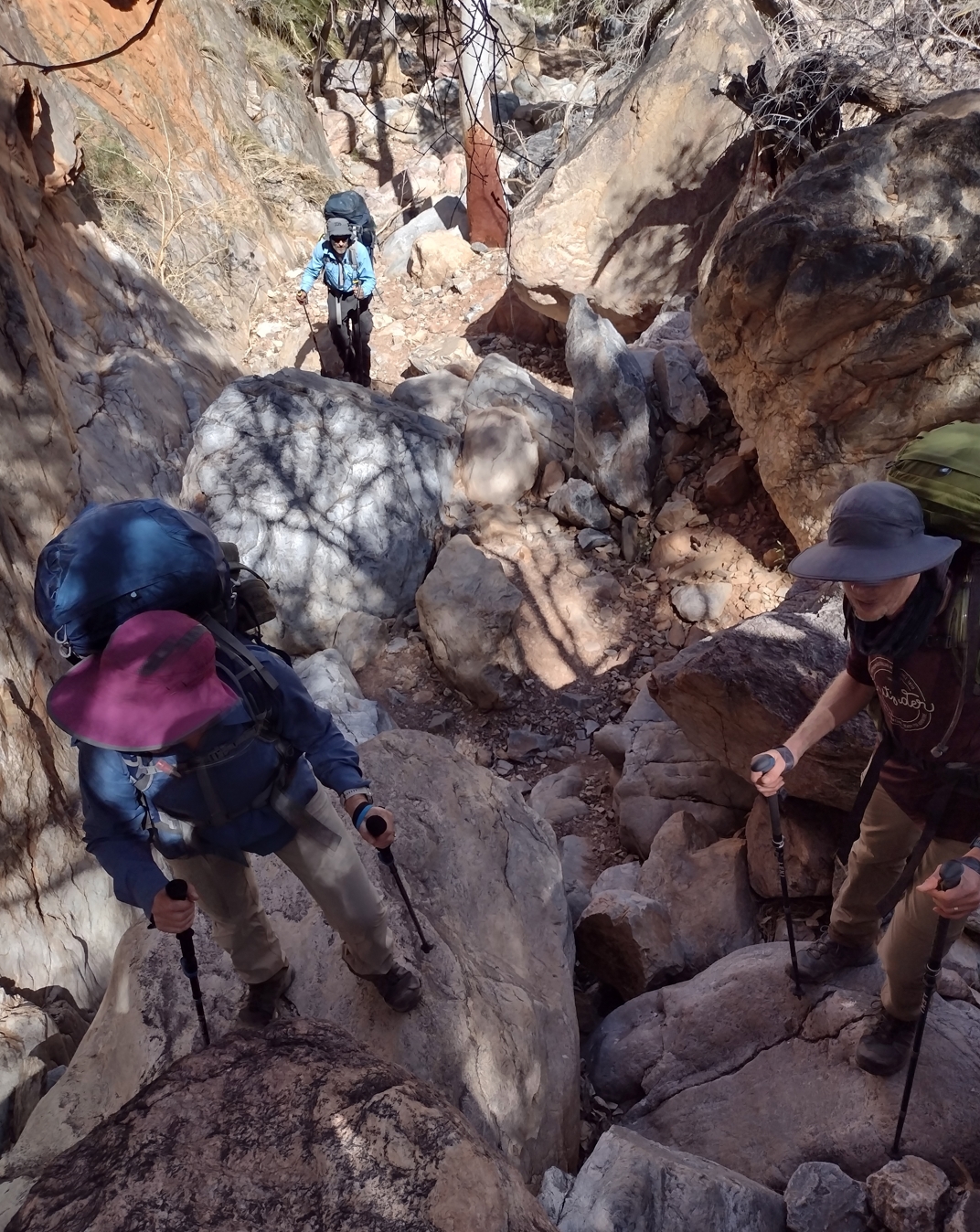 Negotiating some of the larger boulders
