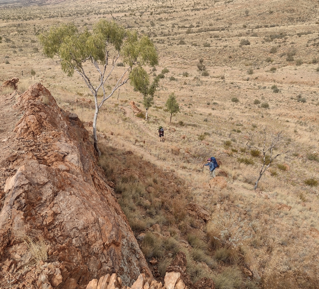 Ascending the small knoll.