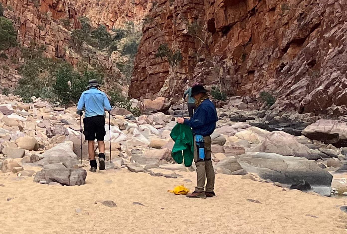 Donning my rain jacket.