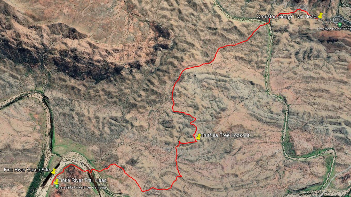 Ormiston Gorge to Finke River Camp.