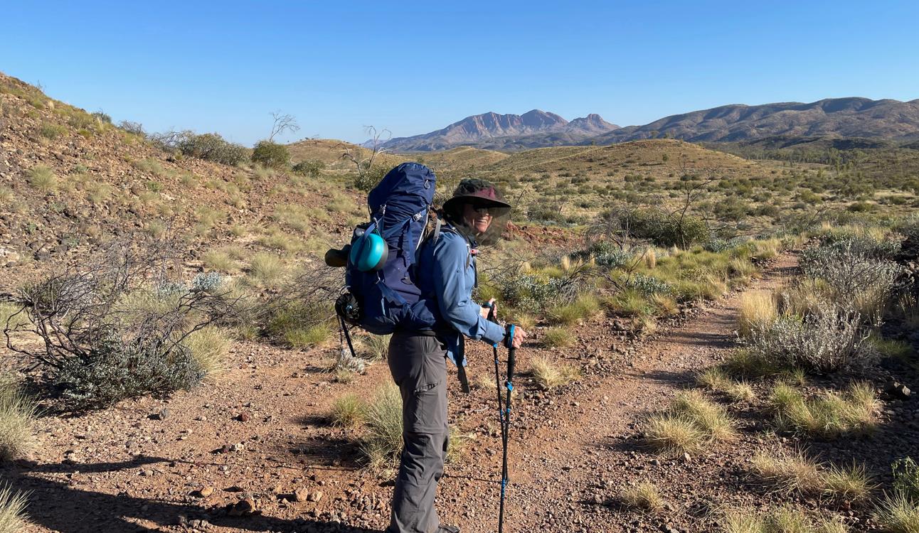 Elise on the way to the Davenport River. Mt Sonder looming large.