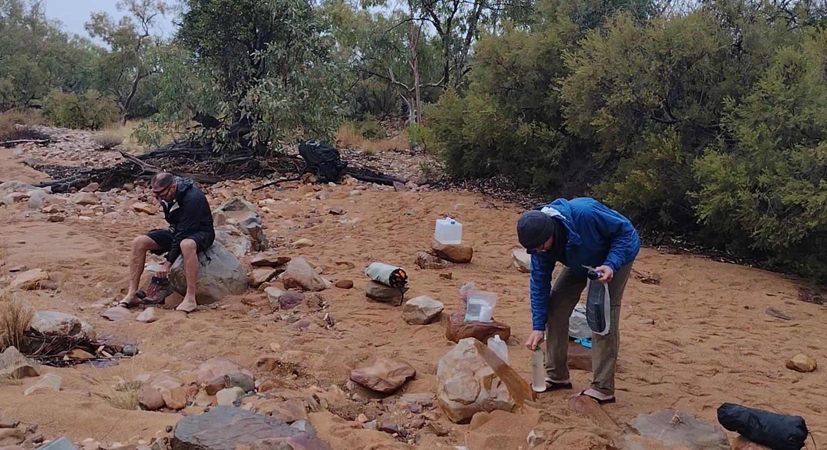 Preparing to break camp. Wet.