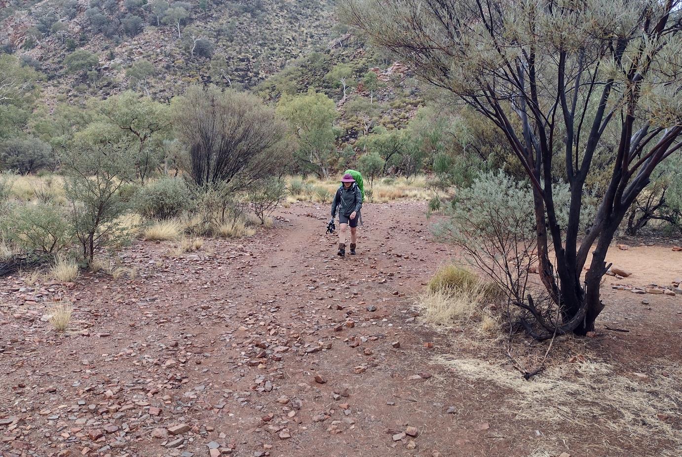 Elise marching out of Rocky Bar.