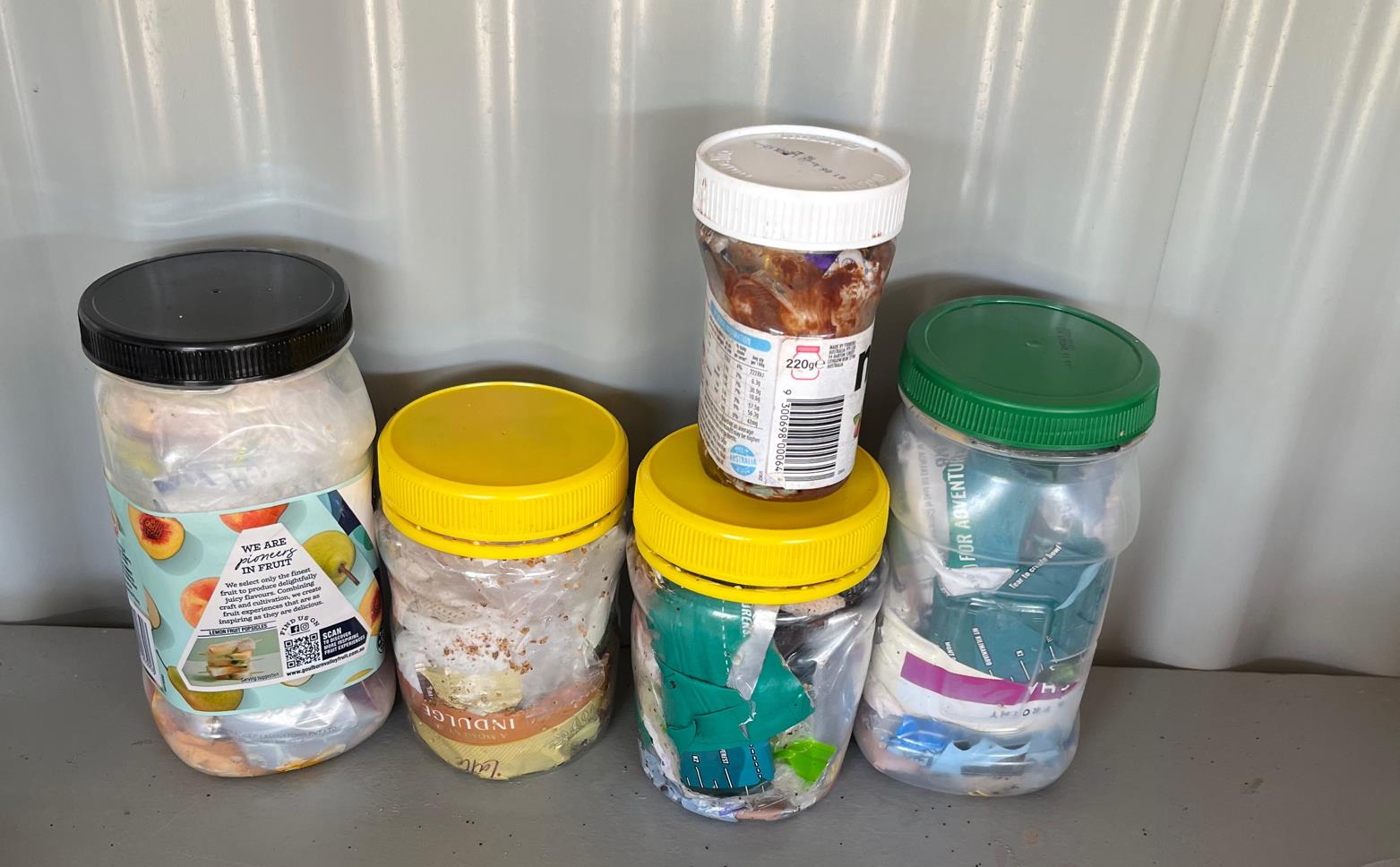 In strict compliance with the trails 'carry out your trash' policy we had taken to tightly stuffing any refuse into empty peanut butter jars. How much fits? Quite a lot, if you work at it a bit.