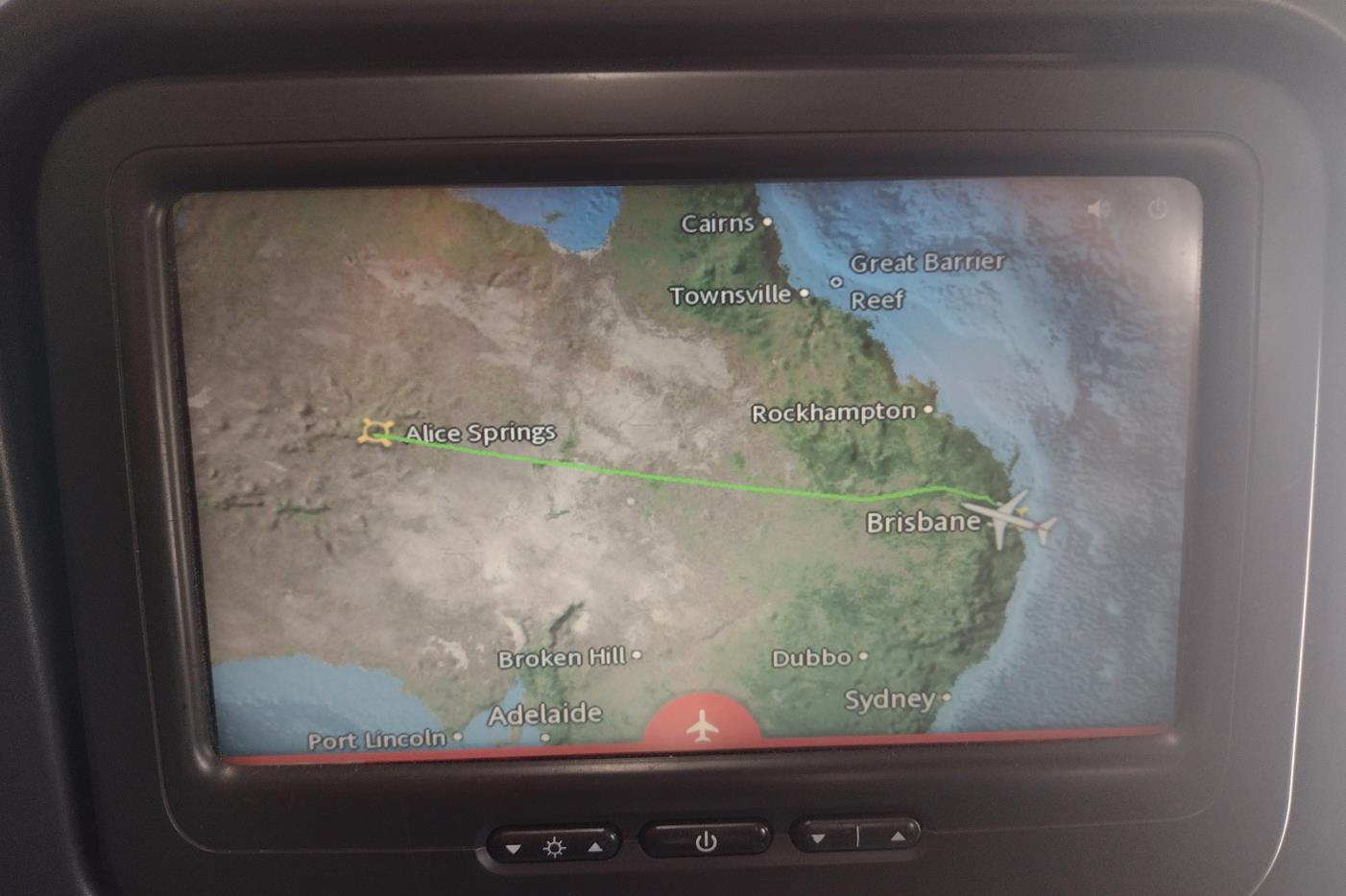 All done. The flight path from Alice back to Brisbane.